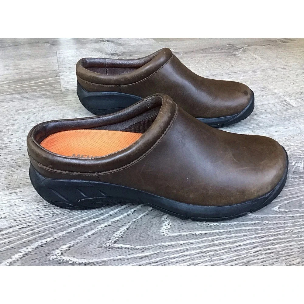 Merrell Encore Nova 2 Clogs Women's Size 7.5 Brown Leather Slip On Mules J598432